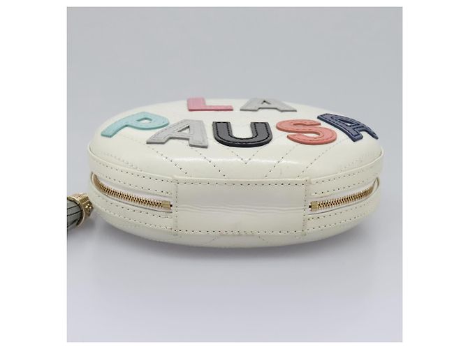 CHANEL V Stitch LA PAUSA Borsa a Spalla con Catena in Pelle Bianca CC Auth bs23014SAV Bianco - vista 5