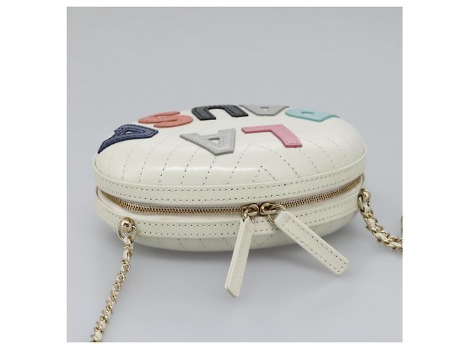 CHANEL V Stitch LA PAUSA Borsa a Spalla con Catena in Pelle Bianca CC Auth bs23014SAV Bianco - vista 6