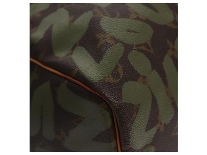 LOUIS VUITTON Monogram graffiti Keepall 50 Borsa Boston Khaki M92196 Auth EC602SAV Cachi - vista 14