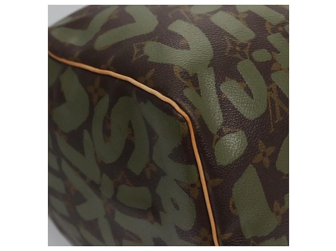 LOUIS VUITTON Monogram graffiti Keepall 50 Borsa Boston Khaki M92196 Auth EC602SAV Cachi - vista 16