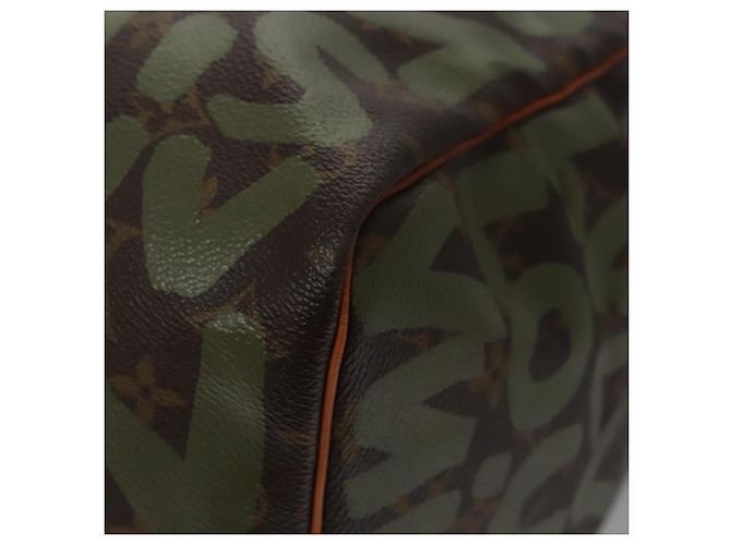 LOUIS VUITTON Monogram graffiti Keepall 50 Borsa Boston Khaki M92196 Auth EC602SAV Cachi - vista 17