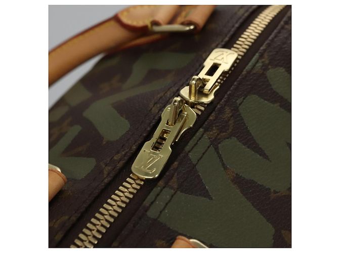 LOUIS VUITTON Monogram graffiti Keepall 50 Borsa Boston Khaki M92196 Auth EC602SAV Cachi - vista 18