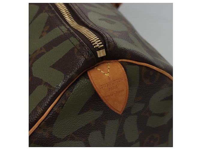 LOUIS VUITTON Monogram graffiti Keepall 50 Borsa Boston Khaki M92196 Auth EC602SAV Cachi - vista 20
