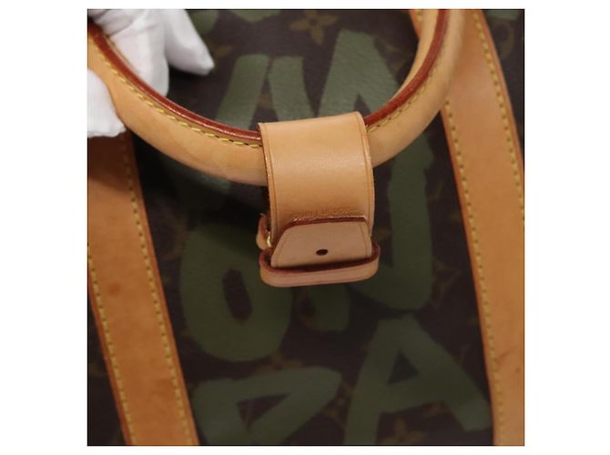 LOUIS VUITTON Monogram graffiti Keepall 50 Borsa Boston Khaki M92196 Auth EC602SAV Cachi - vista 21