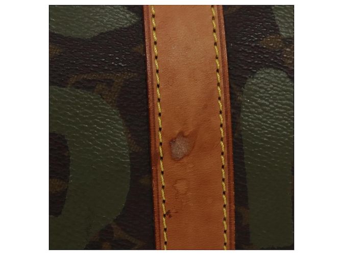 LOUIS VUITTON Monogram graffiti Keepall 50 Borsa Boston Khaki M92196 Auth EC602SAV Cachi - vista 3