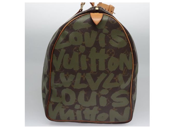 LOUIS VUITTON Monogram graffiti Keepall 50 Borsa Boston Khaki M92196 Auth EC602SAV Cachi - vista 5