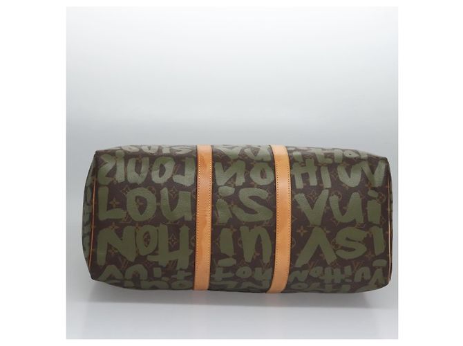 LOUIS VUITTON Monogram graffiti Keepall 50 Borsa Boston Khaki M92196 Auth EC602SAV Cachi - vista 6