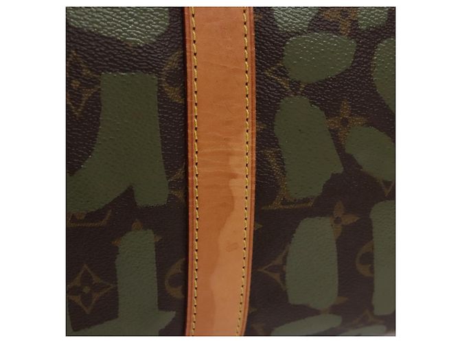 LOUIS VUITTON Monogram graffiti Keepall 50 Borsa Boston Khaki M92196 Auth EC602SAV Cachi - vista 7