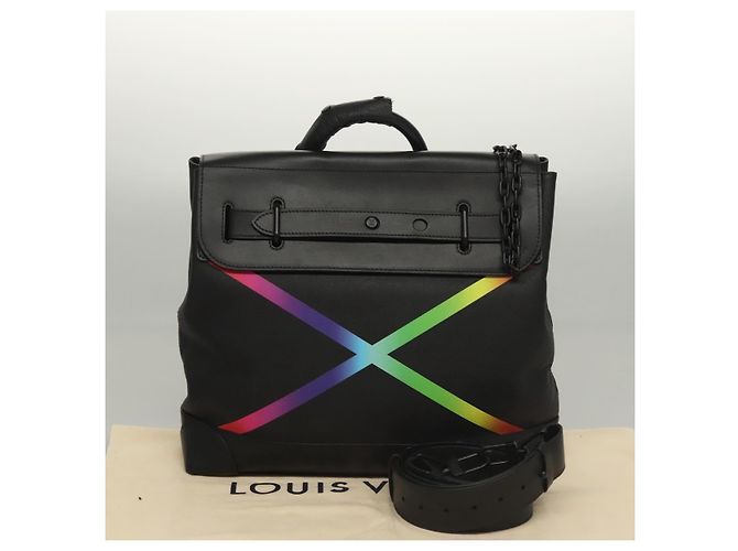 LOUIS VUITTON Borsa a Mano Taiga Steamer PM Nera M30339 LV Auth EC951SM Nero - vista 12