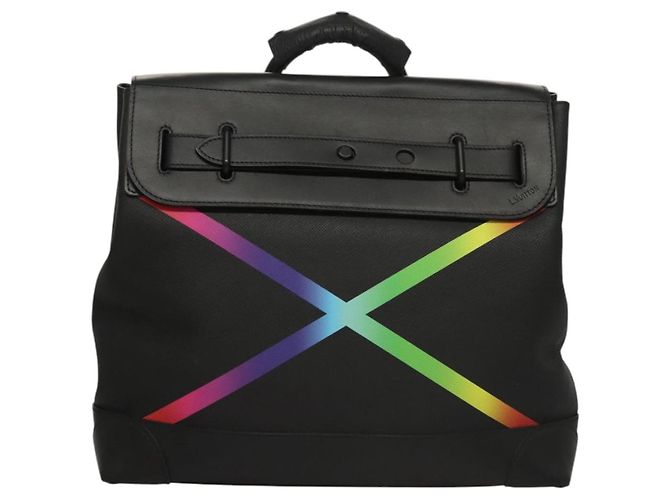 LOUIS VUITTON Borsa a Mano Taiga Steamer PM Nera M30339 LV Auth EC951SM Nero - vista 13