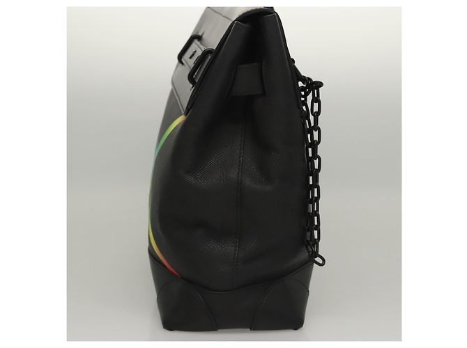 LOUIS VUITTON Borsa a Mano Taiga Steamer PM Nera M30339 LV Auth EC951SM Nero - vista 3