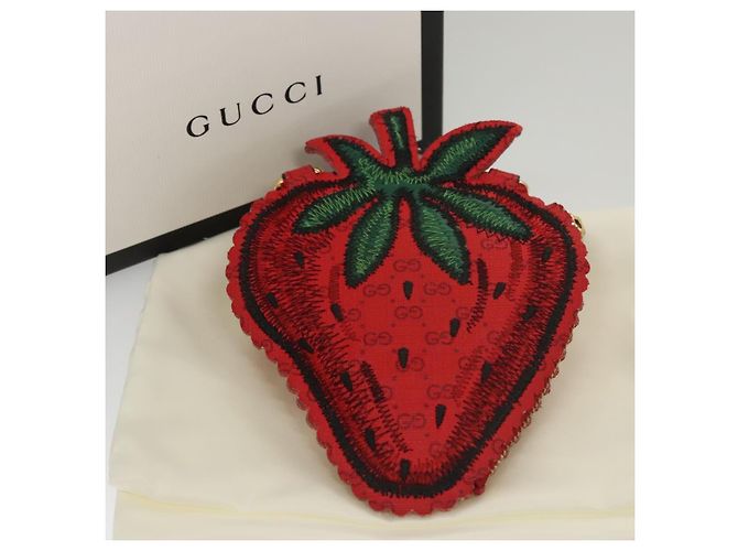 GUCCI Micro GG Supreme Chain Pouch Borsa a Spalla PVC Rossa 576495 Auth 116081SAV Rosso - vista 12