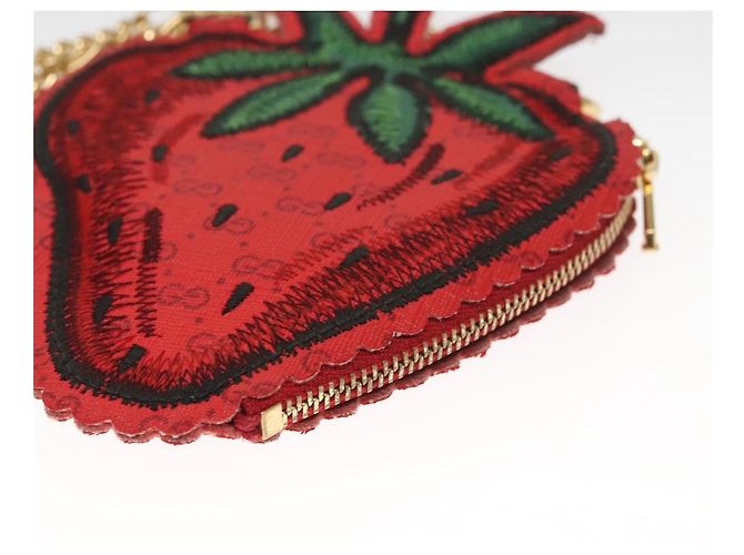 GUCCI Micro GG Supreme Chain Pouch Borsa a Spalla PVC Rossa 576495 Auth 116081SAV Rosso - vista 15