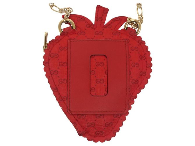GUCCI Micro GG Supreme Chain Pouch Borsa a Spalla PVC Rossa 576495 Auth 116081SAV Rosso - vista 2