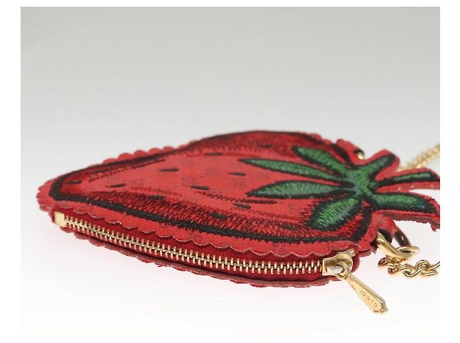 GUCCI Micro GG Supreme Chain Pouch Borsa a Spalla PVC Rossa 576495 Auth 116081SAV Rosso - vista 3