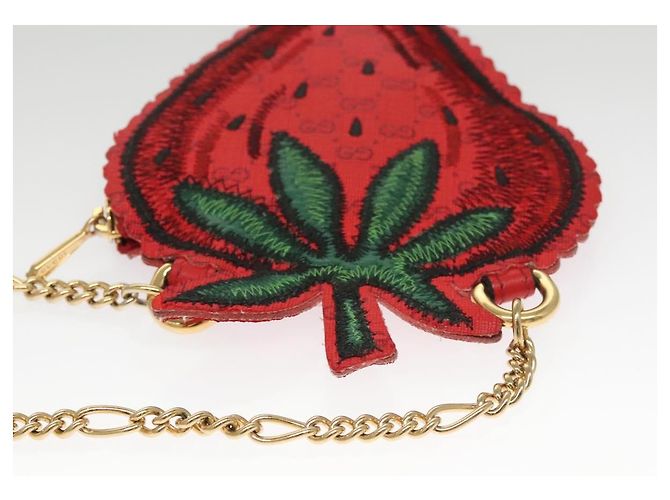 GUCCI Micro GG Supreme Chain Pouch Borsa a Spalla PVC Rossa 576495 Auth 116081SAV Rosso - vista 6