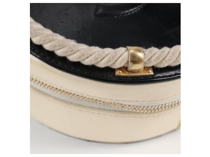 CHANEL Matelassé COCO Marchio Catena Borsa Rotonda in Cordino Pelle Nera CC Auth bs25005SAM Nero D'oro - vista 15