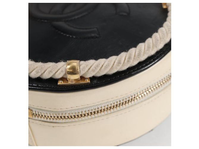 CHANEL Matelassé COCO Marchio Catena Borsa Rotonda in Cordino Pelle Nera CC Auth bs25005SAM Nero D'oro - vista 16