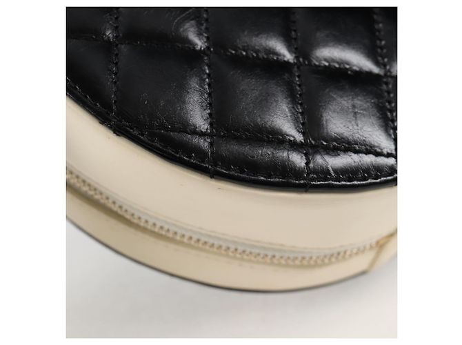 CHANEL Matelassé COCO Marchio Catena Borsa Rotonda in Cordino Pelle Nera CC Auth bs25005SAM Nero D'oro - vista 17