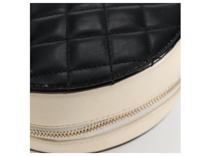 CHANEL Matelassé COCO Marchio Catena Borsa Rotonda in Cordino Pelle Nera CC Auth bs25005SAM Nero D'oro - vista 18