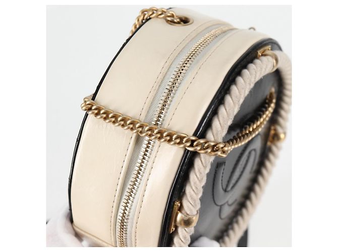 CHANEL Matelassé COCO Marchio Catena Borsa Rotonda in Cordino Pelle Nera CC Auth bs25005SAM Nero D'oro - vista 19