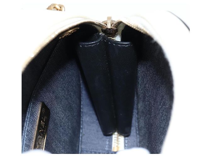 CHANEL Matelassé COCO Marchio Catena Borsa Rotonda in Cordino Pelle Nera CC Auth bs25005SAM Nero D'oro - vista 23