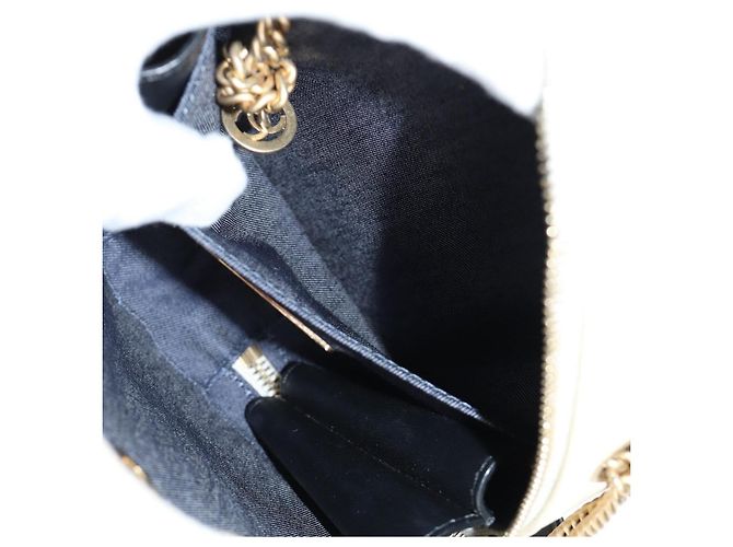 CHANEL Matelassé COCO Marchio Catena Borsa Rotonda in Cordino Pelle Nera CC Auth bs25005SAM Nero D'oro - vista 24