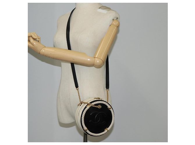 CHANEL Matelassé COCO Marchio Catena Borsa Rotonda in Cordino Pelle Nera CC Auth bs25005SAM Nero D'oro - vista 25