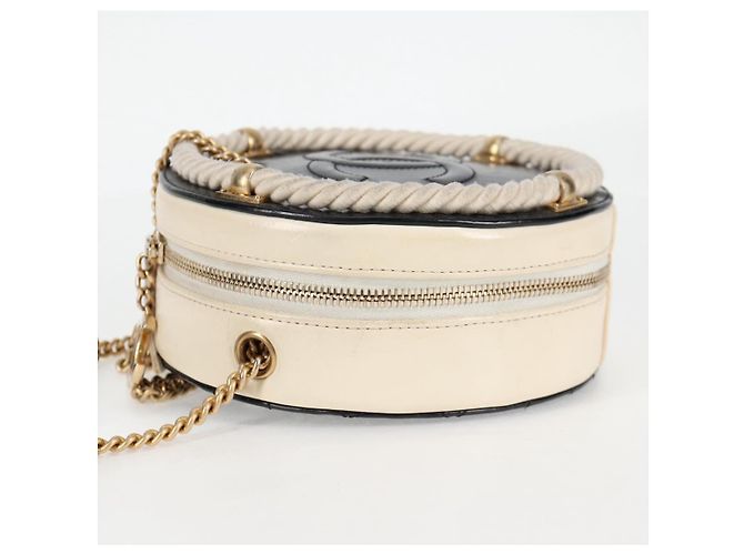 CHANEL Matelassé COCO Marchio Catena Borsa Rotonda in Cordino Pelle Nera CC Auth bs25005SAM Nero D'oro - vista 3