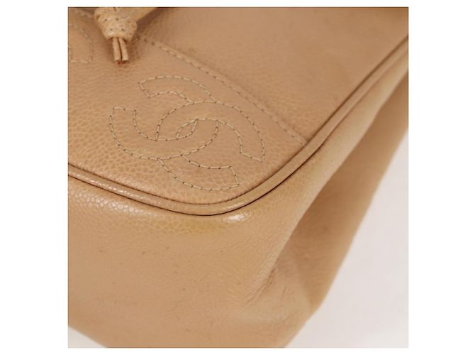 Zaino CHANEL in pelle di vitello beige oro CC Auth kk466V D'oro - vista 17