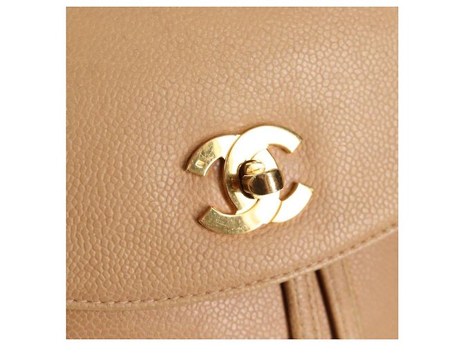 Zaino CHANEL in pelle di vitello beige oro CC Auth kk466V D'oro - vista 21