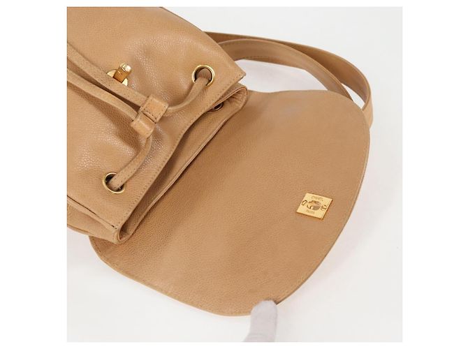 Zaino CHANEL in pelle di vitello beige oro CC Auth kk466V D'oro - vista 22