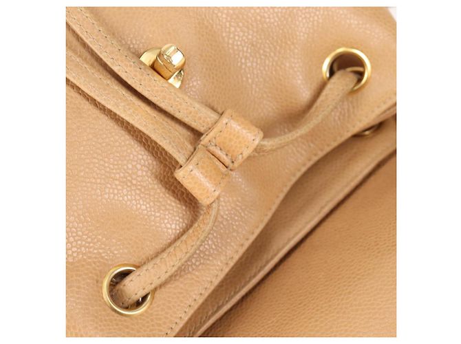 Zaino CHANEL in pelle di vitello beige oro CC Auth kk466V D'oro - vista 24