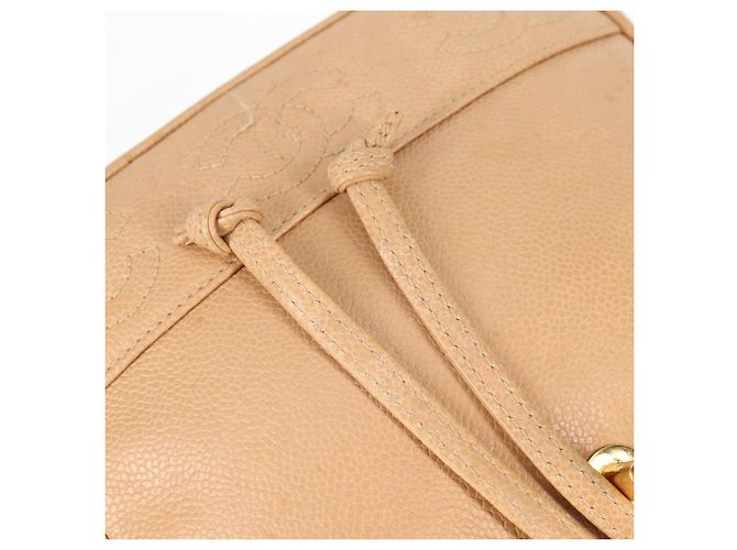 Zaino CHANEL in pelle di vitello beige oro CC Auth kk466V D'oro - vista 25