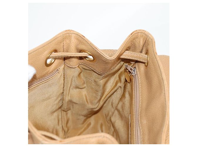 Zaino CHANEL in pelle di vitello beige oro CC Auth kk466V D'oro - vista 27