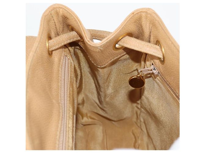 Zaino CHANEL in pelle di vitello beige oro CC Auth kk466V D'oro - vista 28