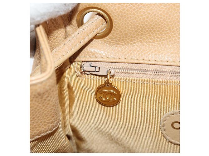 Zaino CHANEL in pelle di vitello beige oro CC Auth kk466V D'oro - vista 31
