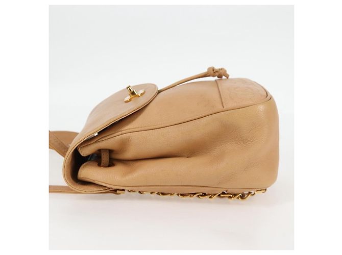 Zaino CHANEL in pelle di vitello beige oro CC Auth kk466V D'oro - vista 4