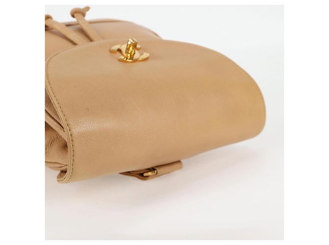 Zaino CHANEL in pelle di vitello beige oro CC Auth kk466V D'oro - vista 7