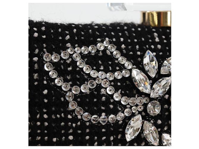 CHANEL Clutch in Tweed Nero Oro CC Auth 124606SAV D'oro - vista 19