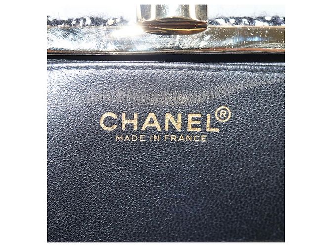 CHANEL Clutch in Tweed Nero Oro CC Auth 124606SAV D'oro - vista 20