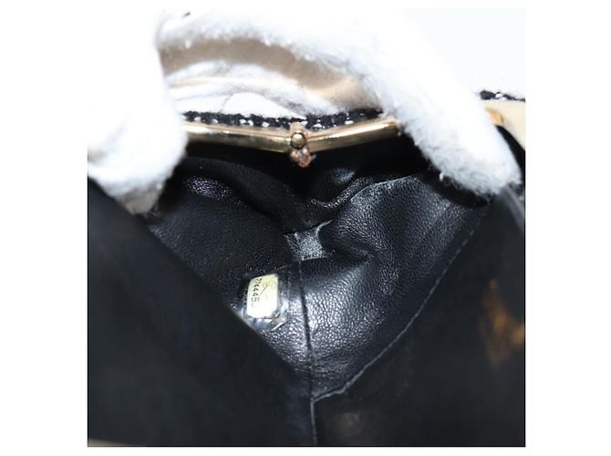 CHANEL Clutch in Tweed Nero Oro CC Auth 124606SAV D'oro - vista 21