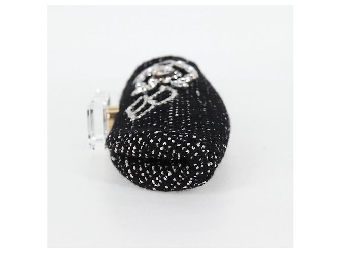 CHANEL Clutch in Tweed Nero Oro CC Auth 124606SAV D'oro - vista 3