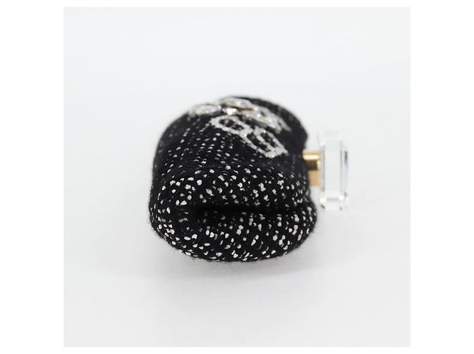 CHANEL Clutch in Tweed Nero Oro CC Auth 124606SAV D'oro - vista 4