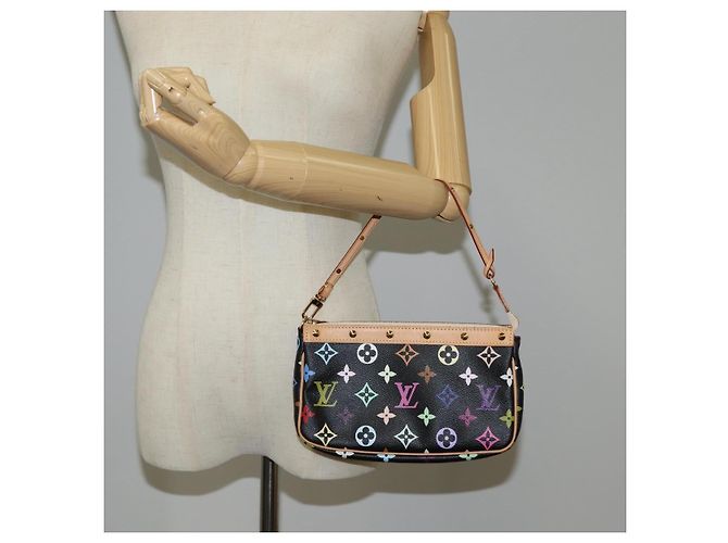 LOUIS VUITTON Pochette Accessoires Multicolore Monogramma Nero M92648 Auth BA1927SAV - vista 22