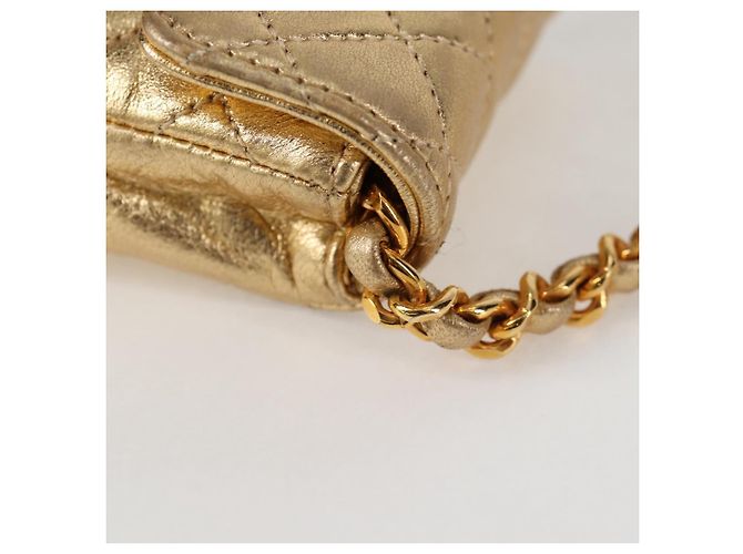CHANEL Mini Mini Matelassé 7 Borsa a Catena in Pelle di Agnello Oro CC Auth 120870SAV - Ansicht 10