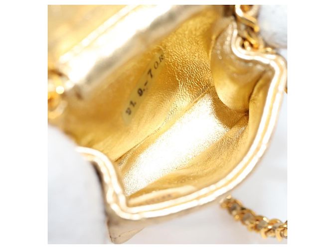 CHANEL Mini Mini Matelassé 7 Borsa a Catena in Pelle di Agnello Oro CC Auth 120870SAV - Ansicht 12