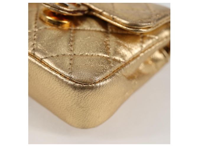 CHANEL Mini Mini Matelassé 7 Borsa a Catena in Pelle di Agnello Oro CC Auth 120870SAV - Ansicht 15
