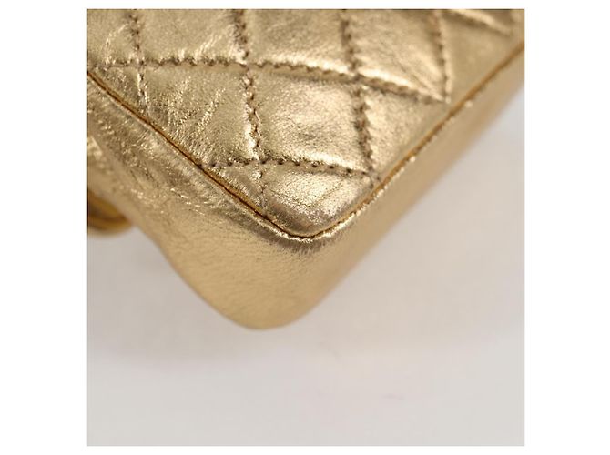 CHANEL Mini Mini Matelassé 7 Borsa a Catena in Pelle di Agnello Oro CC Auth 120870SAV - Ansicht 16