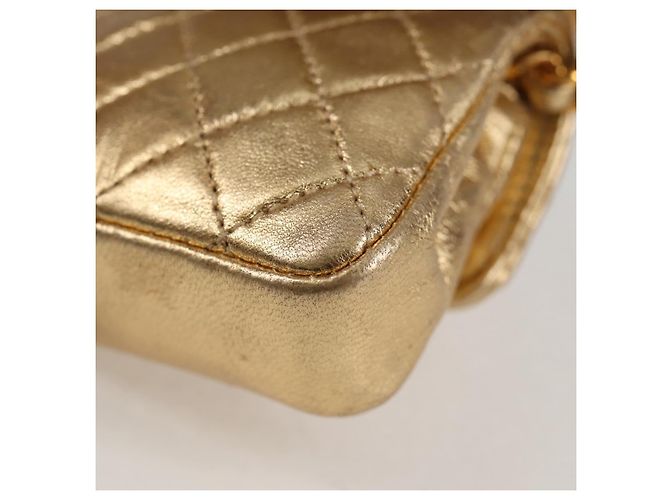 CHANEL Mini Mini Matelassé 7 Borsa a Catena in Pelle di Agnello Oro CC Auth 120870SAV - Ansicht 17